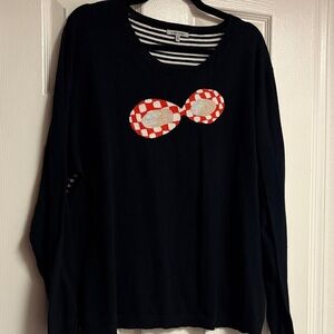 Lisa Todd Black Sweater with sunglasses design 3X